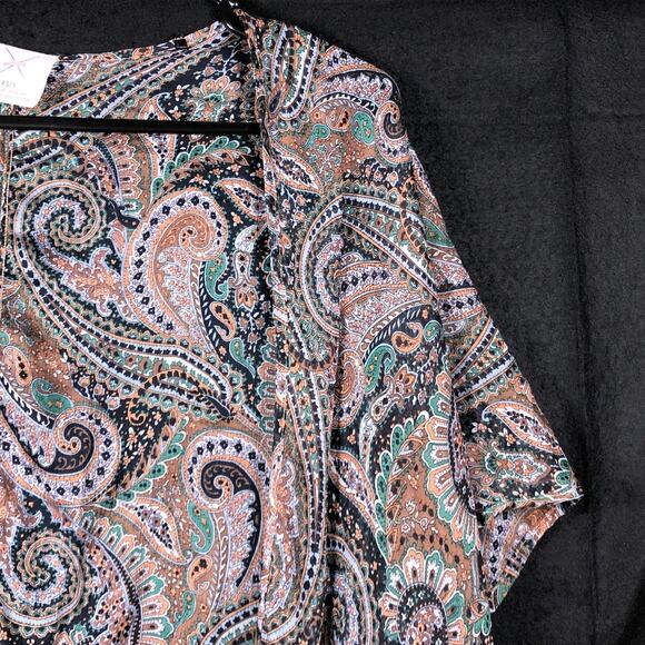 Pins And Needles Women Kimono Multicolor Paisley Open Front 3/4 Sleeve XS/S - Picture 5 of 11